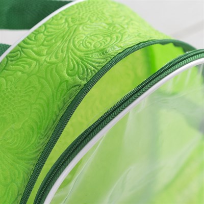 Косметичка ПВХ, отдел на молнии, с ручкой, цвет зелёный - фото 2061940