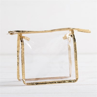 Косметичка ПВХ, отдел на молнии, цвет золото/прозрачный - фото 2061951