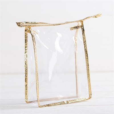 Косметичка ПВХ, отдел на молнии, цвет золото/прозрачный - фото 2061954