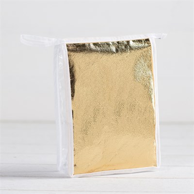 Косметичка ПВХ, отдел на молнии, цвет белый/золото - фото 2061960