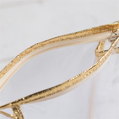 Косметичка ПВХ, отдел на молнии, цвет золото/прозрачный - фото 2061967