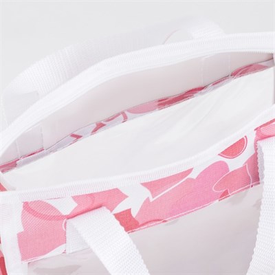 Косметичка ПВХ, отдел на молнии, цвет розовый/белый - фото 2061971