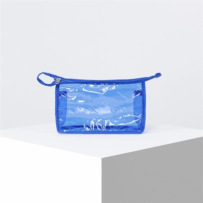 Косметичка ПВХ, отдел на молнии, цвет голубой - фото 2061985