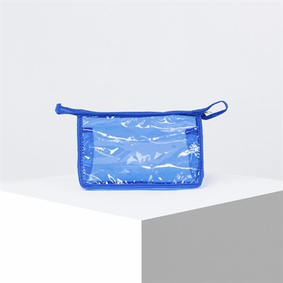 Косметичка ПВХ, отдел на молнии, цвет голубой - фото 2061986