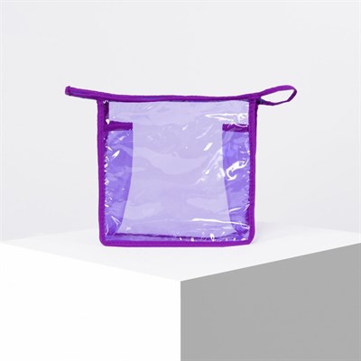 Косметичка ПВХ, отдел на молнии, цвет фиолетовый - фото 2062000