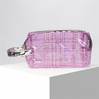 Косметичка ПВХ, отдел на молнии, с ручкой, цвет малиновый - фото 2062012