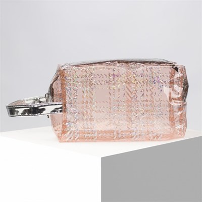 Косметичка ПВХ, отдел на молнии, с ручкой, цвет розовый - фото 2062024