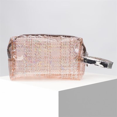 Косметичка ПВХ, отдел на молнии, с ручкой, цвет розовый - фото 2062025