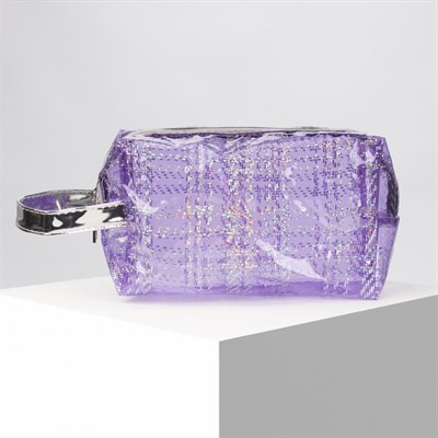 Косметичка ПВХ, отдел на молнии, с ручкой, цвет сиреневый - фото 2062028