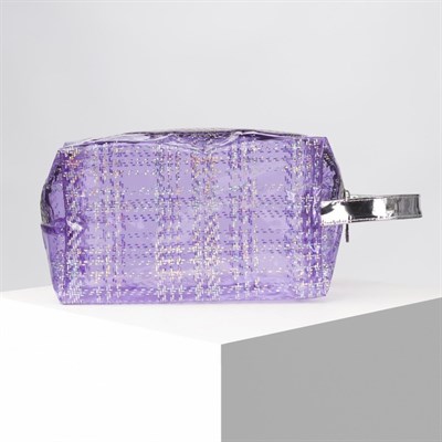 Косметичка ПВХ, отдел на молнии, с ручкой, цвет сиреневый - фото 2062029