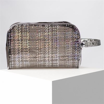 Косметичка ПВХ, отдел на молнии, с ручкой, цвет чёрный - фото 2062033