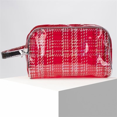 Косметичка ПВХ, отдел на молнии, с ручкой, цвет красный - фото 2062036