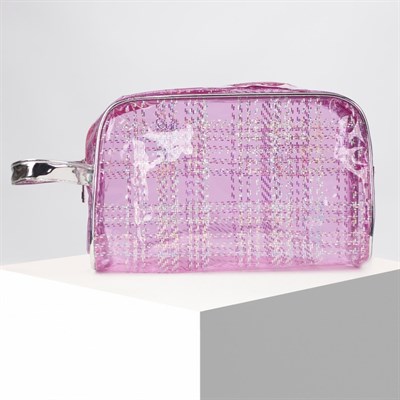 Косметичка ПВХ, отдел на молнии, с ручкой, цвет малиновый - фото 2062048