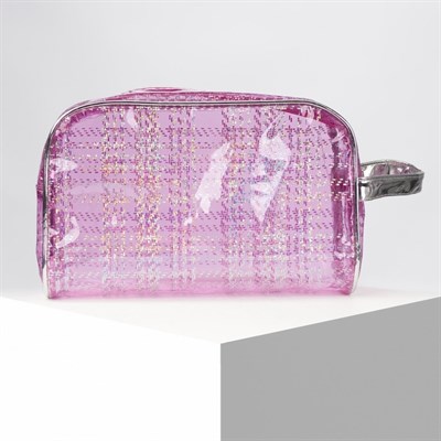 Косметичка ПВХ, отдел на молнии, с ручкой, цвет малиновый - фото 2062049