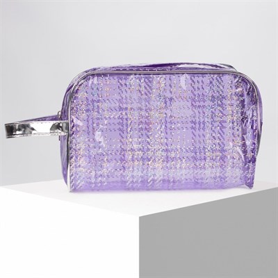 Косметичка ПВХ, отдел на молнии, с ручкой, цвет сиреневый - фото 2062052