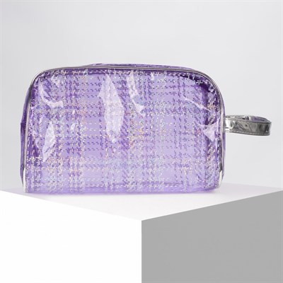 Косметичка ПВХ, отдел на молнии, с ручкой, цвет сиреневый - фото 2062053
