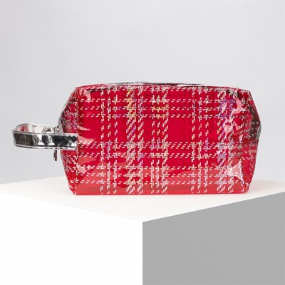 Косметичка ПВХ, отдел на молнии, с ручкой, цвет красный - фото 2062056