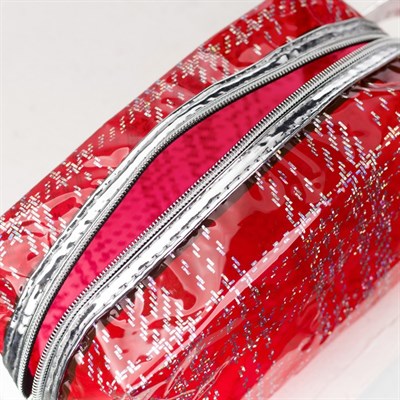 Косметичка ПВХ, отдел на молнии, с ручкой, цвет красный - фото 2062058