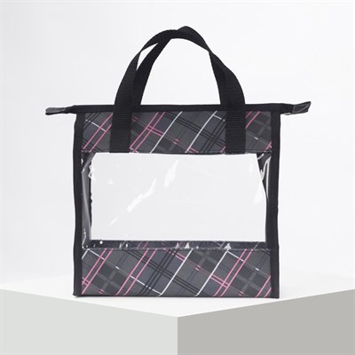 Косметичка ПВХ, отдел на молнии, 2 ручки, цвет чёрный - фото 2062073