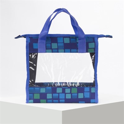 Косметичка ПВХ, отдел на молнии, 2 ручки, цвет синий - фото 2062076