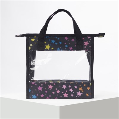 Косметичка ПВХ, отдел на молнии, 2 ручки, цвет чёрный - фото 2062080