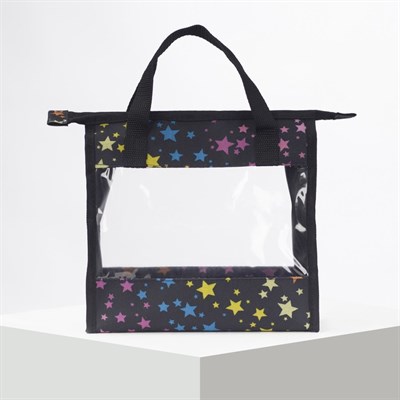 Косметичка ПВХ, отдел на молнии, 2 ручки, цвет чёрный - фото 2062081