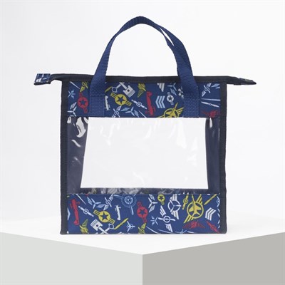 Косметичка ПВХ, отдел на молнии, 2 ручки, цвет синий - фото 2062085