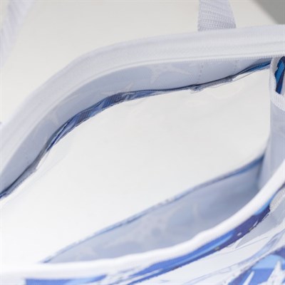 Косметичка ПВХ, отдел на молнии, 2 ручки, цвет голубой/белый - фото 2062094