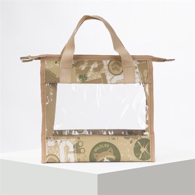 Косметичка ПВХ, отдел на молнии, 2 ручки, цвет бежевый - фото 2062097