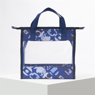 Косметичка ПВХ, отдел на молнии, 2 ручки, цвет синий - фото 2062104