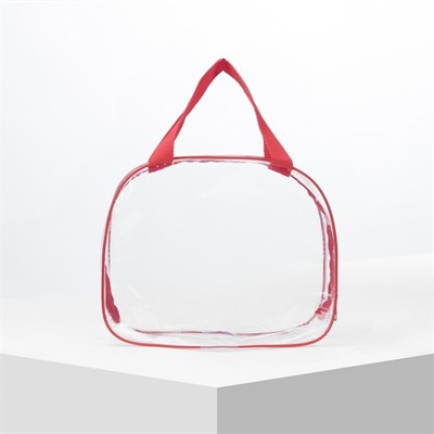 Косметичка ПВХ, отдел на молнии, 2 ручки, цвет красный - фото 2062108