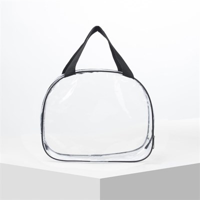 Косметичка ПВХ, отдел на молнии, 2 ручки, цвет чёрный - фото 2062114