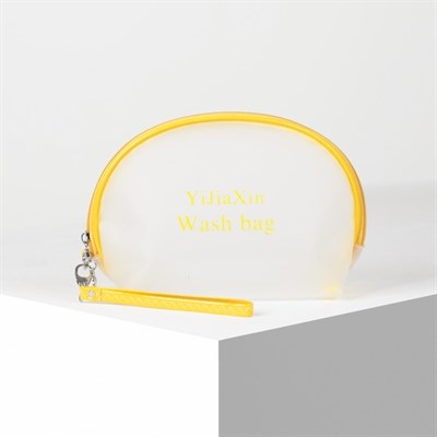 Косметичка ПВХ, отдел на молнии, с ручкой, матовая, цвет жёлтый - фото 2062194