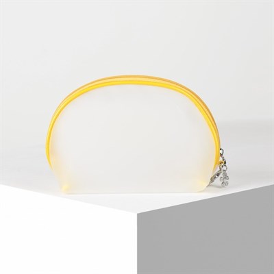 Косметичка ПВХ, отдел на молнии, с ручкой, матовая, цвет жёлтый - фото 2062195