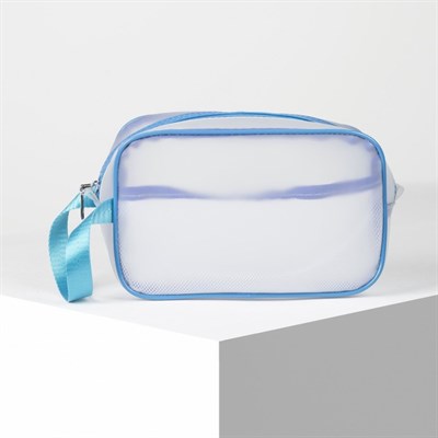 Косметичка ПВХ, отдел на молнии, с ручкой, матовая, цвет синий - фото 2062207