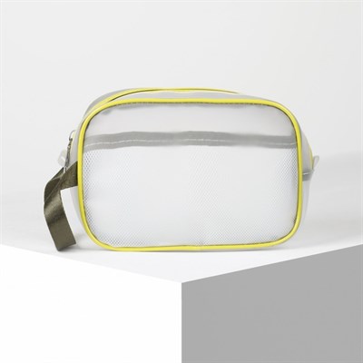 Косметичка ПВХ, отдел на молнии, с ручкой, матовая, цвет зелёный - фото 2062211