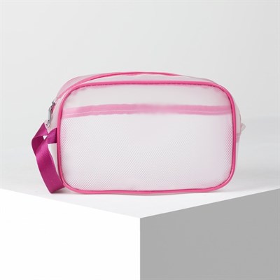 Косметичка ПВХ, отдел на молнии, с ручкой, матовая, цвет малиновый - фото 2062219