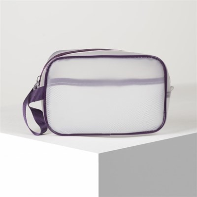 Косметичка ПВХ, отдел на молнии, с ручкой, матовая, цвет фиолетовый - фото 2062223