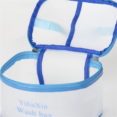 Косметичка ПВХ, отдел на молнии, с ручкой, матовая, цвет синий - фото 2062228