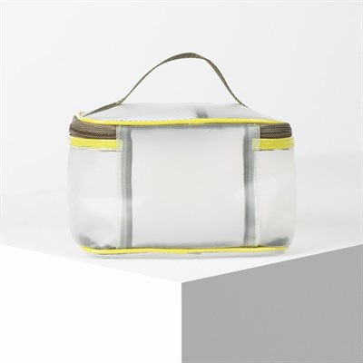 Косметичка ПВХ, отдел на молнии, с ручкой, матовая, цвет зелёный - фото 2062231