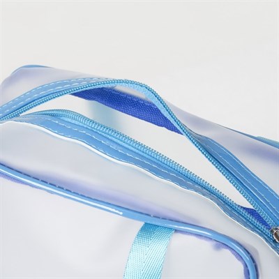 Косметичка ПВХ, отдел на молнии, длинный ремень, 2 ручки, матовая, цвет синий - фото 2062248