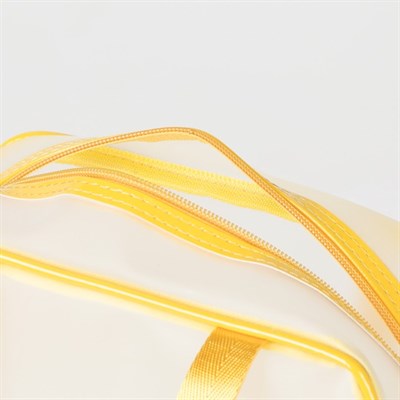 Косметичка ПВХ, отдел на молнии, длинный ремень, 2 ручки, матовая, цвет жёлтый - фото 2062256