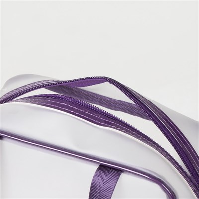 Косметичка ПВХ, отдел на молнии, длинный ремень, 2 ручки, матовая, цвет фиолетовый - фото 2062264