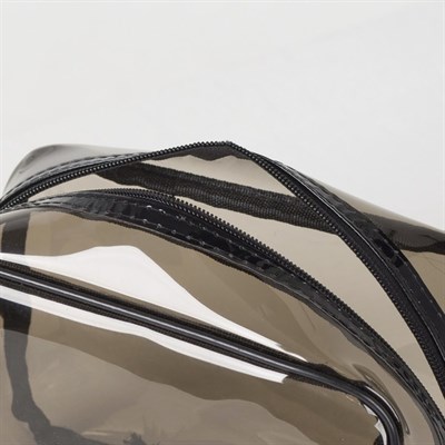 Косметичка ПВХ, отдел на молнии, с ручкой, цвет чёрный - фото 2062272