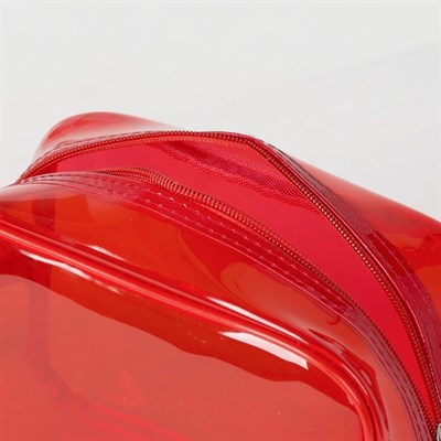 Косметичка ПВХ, отдел на молнии, с ручкой, цвет красный - фото 2062276