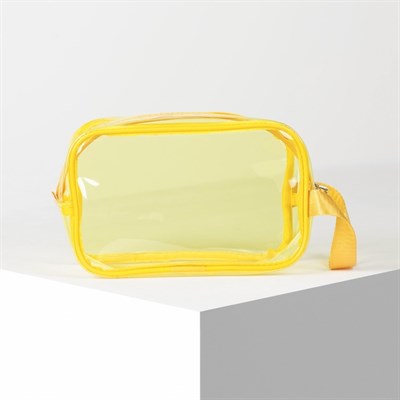 Косметичка ПВХ, отдел на молнии, с ручкой, цвет жёлтый - фото 2062281