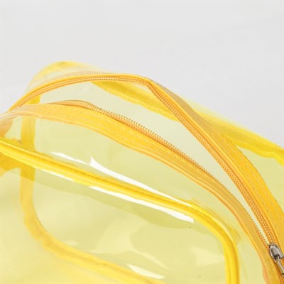 Косметичка ПВХ, отдел на молнии, с ручкой, цвет жёлтый - фото 2062283