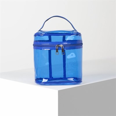 Косметичка ПВХ, отдел на молнии, с ручкой, цвет синий - фото 2062285