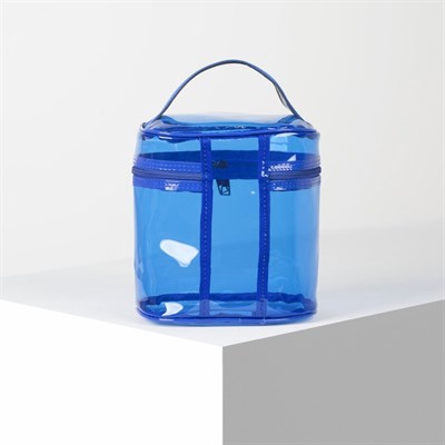 Косметичка ПВХ, отдел на молнии, с ручкой, цвет синий - фото 2062286