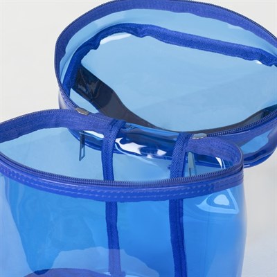 Косметичка ПВХ, отдел на молнии, с ручкой, цвет синий - фото 2062287